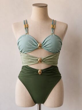 Colorblock Cutout One-Piece Swimsuit – Size Medium